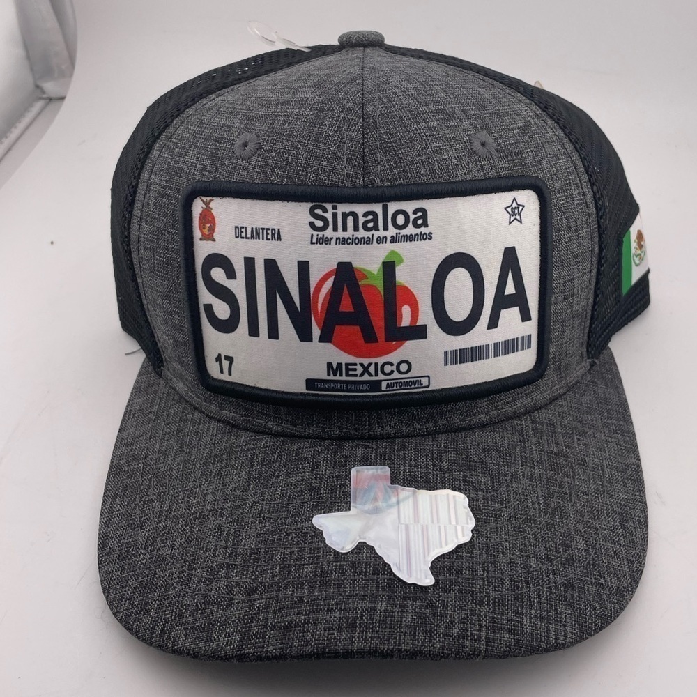 Sinaloa License Plate (Gray Embroidered Cap) - Mexico Caps, Mexican Code Of Arms